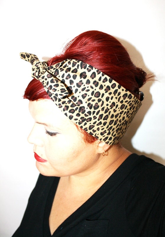 Vintage Inspired Head Scarf, Leopard print, Retro, Boho, Rockabilly, Fall Fashion