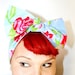 Bow hair tie, Vintage Inspired Head Scarf, Roses, Shabby Chic
