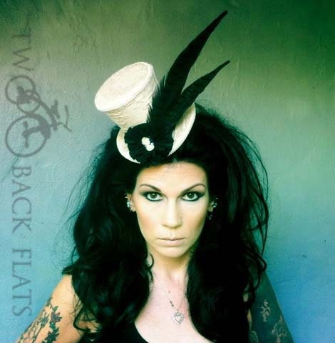 Black and Ivory Cameo Steampunk Victorian Top Hat, mini top hat : Countess
