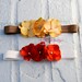 coral baby headband, newborn headband, small dainty gold flower headband, infant headband, toddler, photography prop