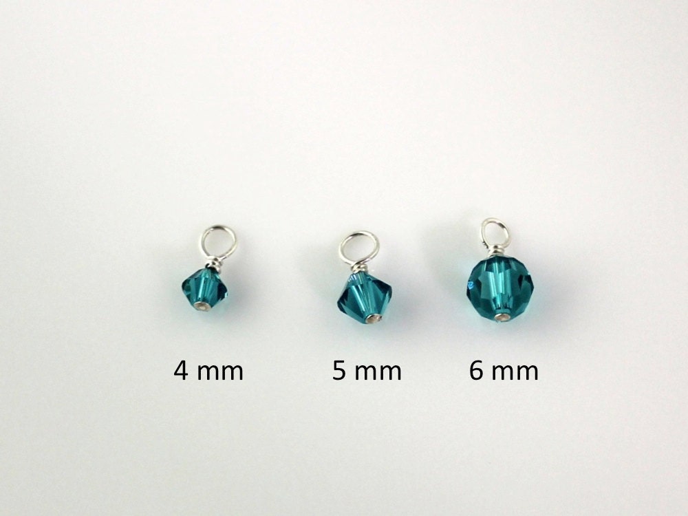 24 CLOSED LOOP  sterling silver wire wrapped Swarovski 6mm crystal or pearl round dangles- charms- drops- for bracelets, necklaces, earrings