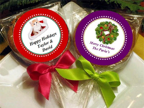 Winter Holiday Corporate Company Party cookie pop favors Christmas Snowflake Santa Candy Cane Presents