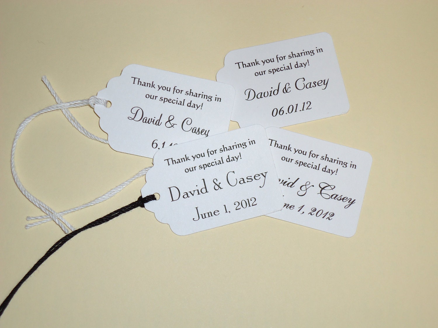 Black and White Thank You For Sharing In Our Special Day Custom Wedding Gift Favor Tag with String 50 Pieces