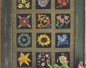 Primitive Folk Art  Wool Applique Pattern:  A HUMMINGBIRD'S GARDEN