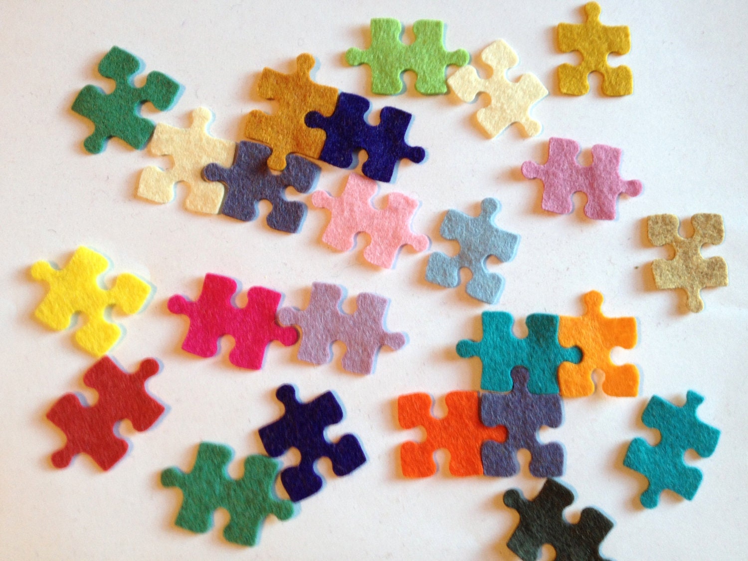 Wool Felt Puzzle Pieces 24 Piece Set of Random by WoolFeltGrabBags