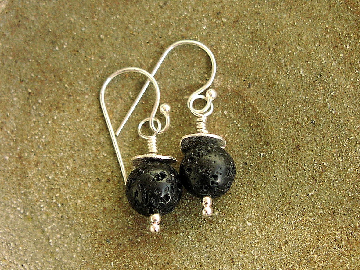 Lava and Sterling Silver Earrings