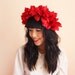 floral crown headband hair wreath - red, love, romantic statement headpiece, large flower crown, oversized.