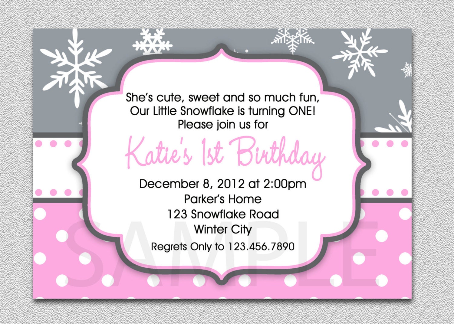 1st Birthday Snowflake Invitation Winter 1st Birthday Invitation Boys or Girls Printable Il_170x135