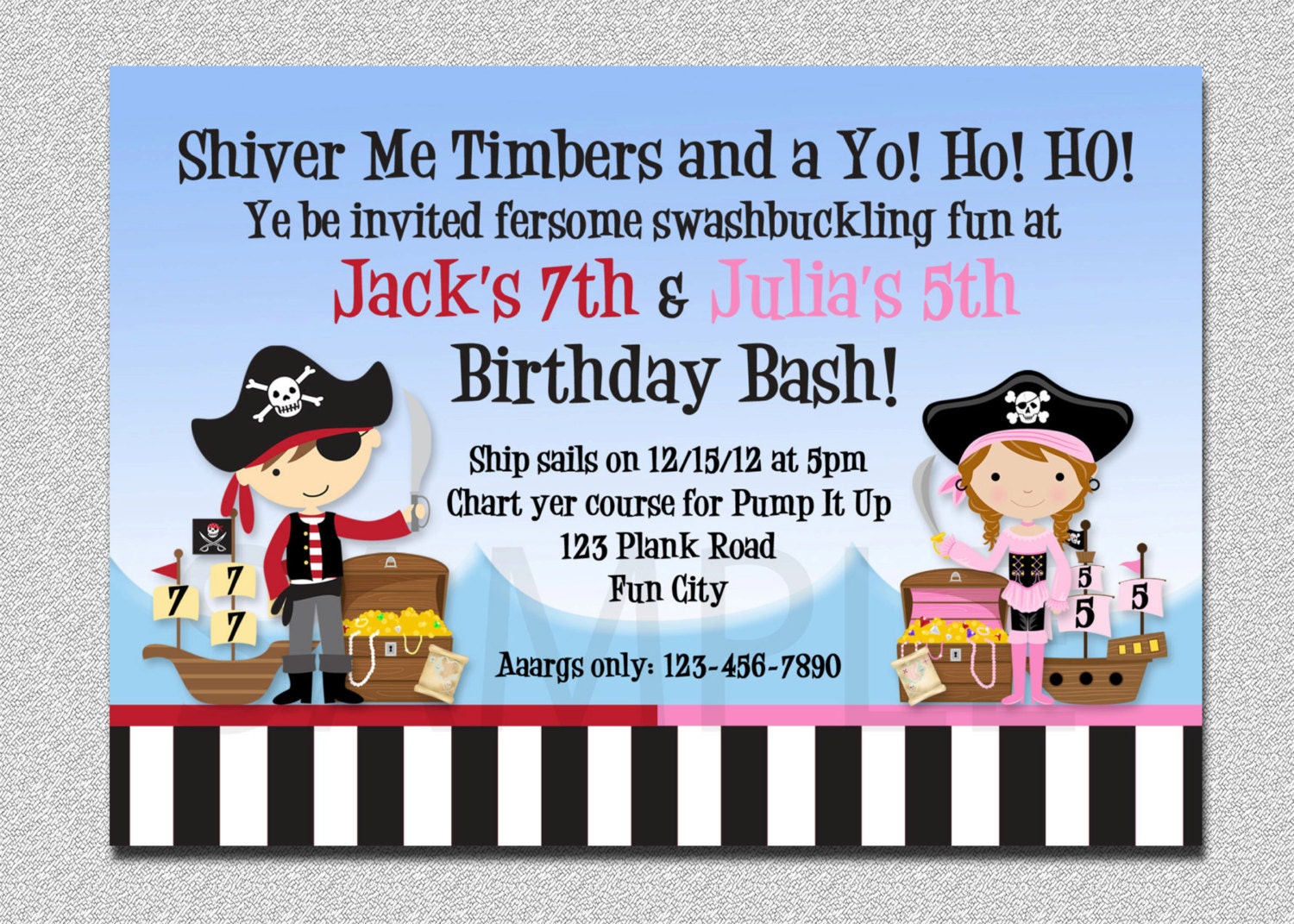 Pirate Birthday Invitation Twins Pirate Birthday Party Invitation Printable Il_170x135