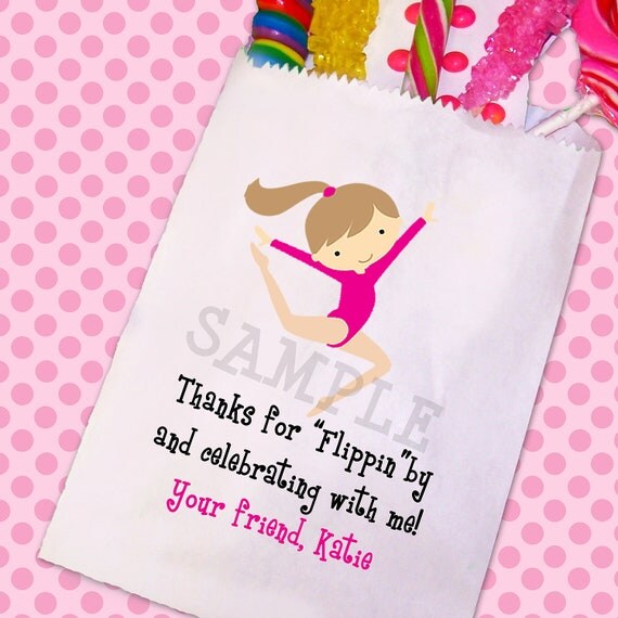 Gymnastics Birthday Party, Gymnastics Candy Bags, Goody Bags, Party Favor Bag, Cookie Bags Set of 25 Il_570xn