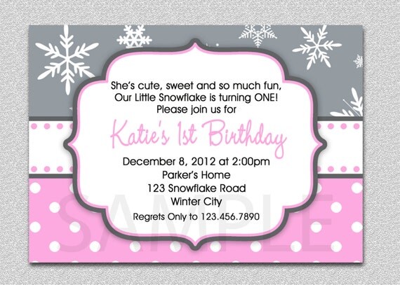 1st Birthday Snowflake Invitation Winter 1st Birthday Invitation Boys or Girls Printable Il_570xn