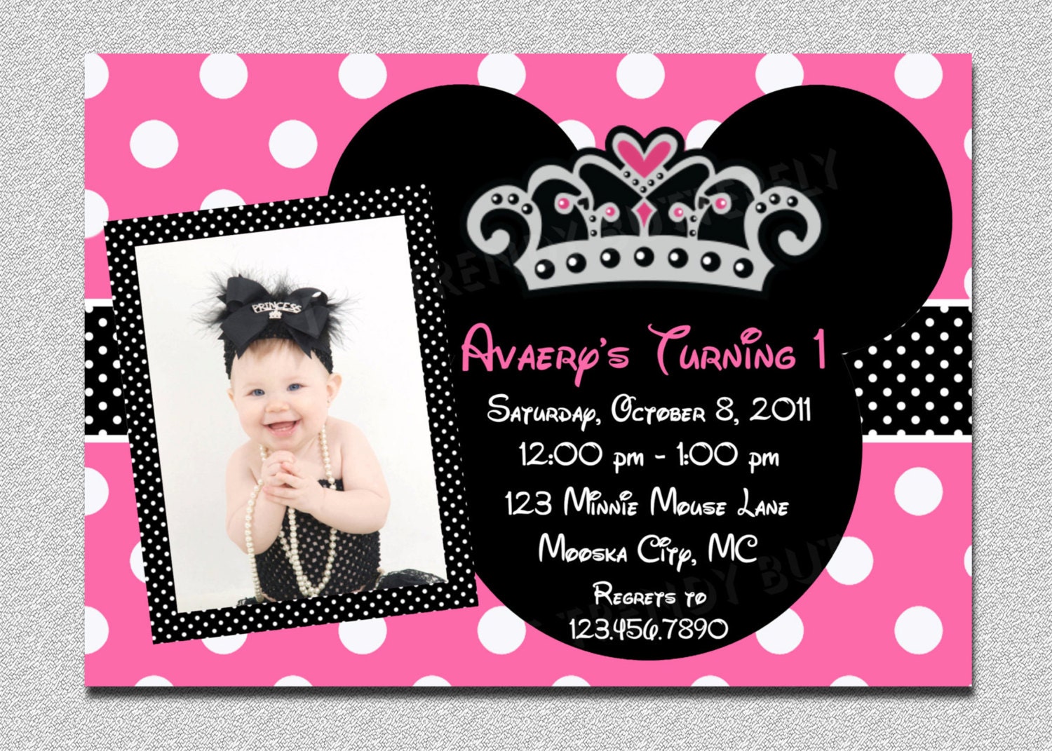 Princess Mouse Birthday Invitations Princess Mouse Birthday Party Invite Printable