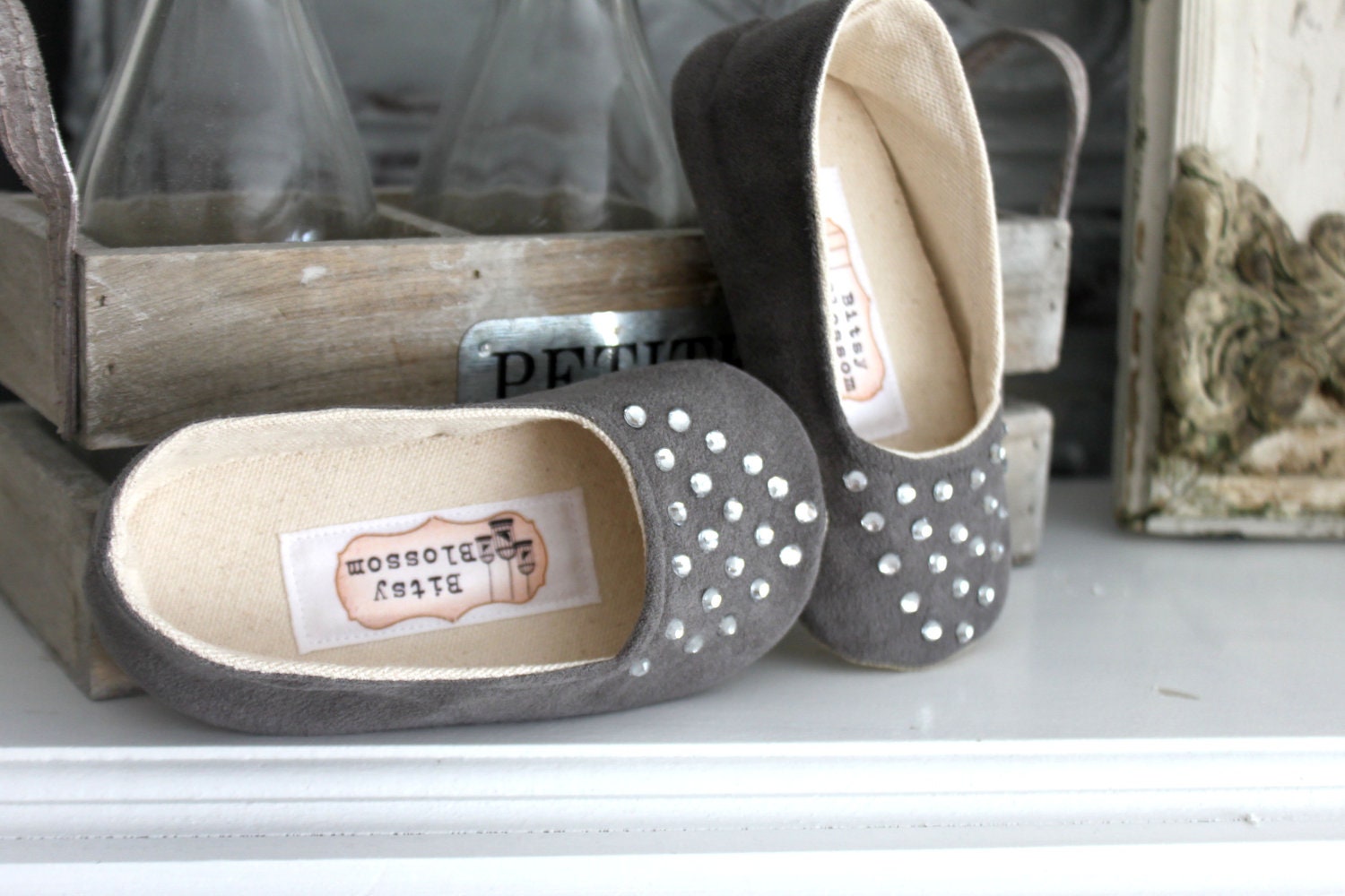 Baby Girl Shoes Toddler Girl Shoes Soft Soled Shoes Spring Shoes Summer Shoes Modern Shoes Gray Shoes Boutique Shoes Faux Suede Silver Toes