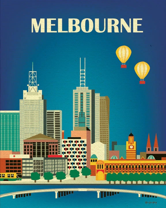 Melbourne, Australia Vertical Skyline - 8 x 10 City Wall Art Poster Print for Home, Office, and Nursery - style E8-O-MEL