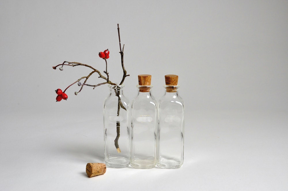 Vintage Square Pyrex Laboratory Glass Bottles no. 1370