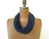 T Shirt Necklace / Navy Blue / Recycled / Women / Girls / Scarf Necklace / Fashion / Cotton / Soft / Fun / Gift for Her Mom / by ohzie