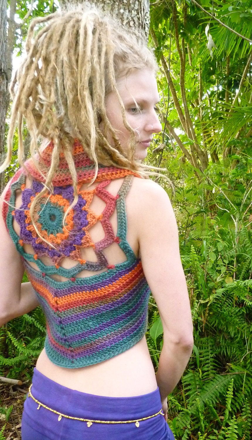 Made to Order  Pixie Mandala Crochet Woolen Gypsy Vest