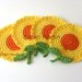 Yellow Orange Flowers Crochet Coasters . Honey Mustard Golden Sun Leaves Decor Crochet Spring Garden Collection - Set of 4