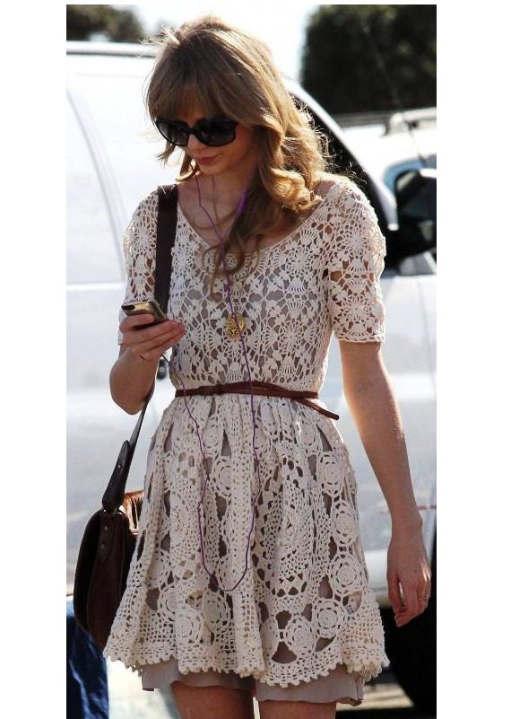 Taylor Swift vintage cute hand-crafted crochet mini Dress Made To Order