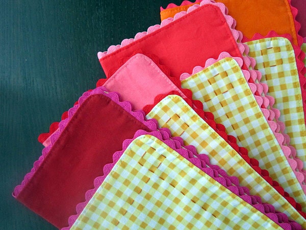 Gingham & Ric Rac Cloth Napkins - Set of 6