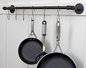30 Inch Plumbing Pipe Storage Bar - Towel Bar Pot Rack Coat Rack - Reclaimed Industrial Steel Plumbing Pipe // Ebonized Rust Patina