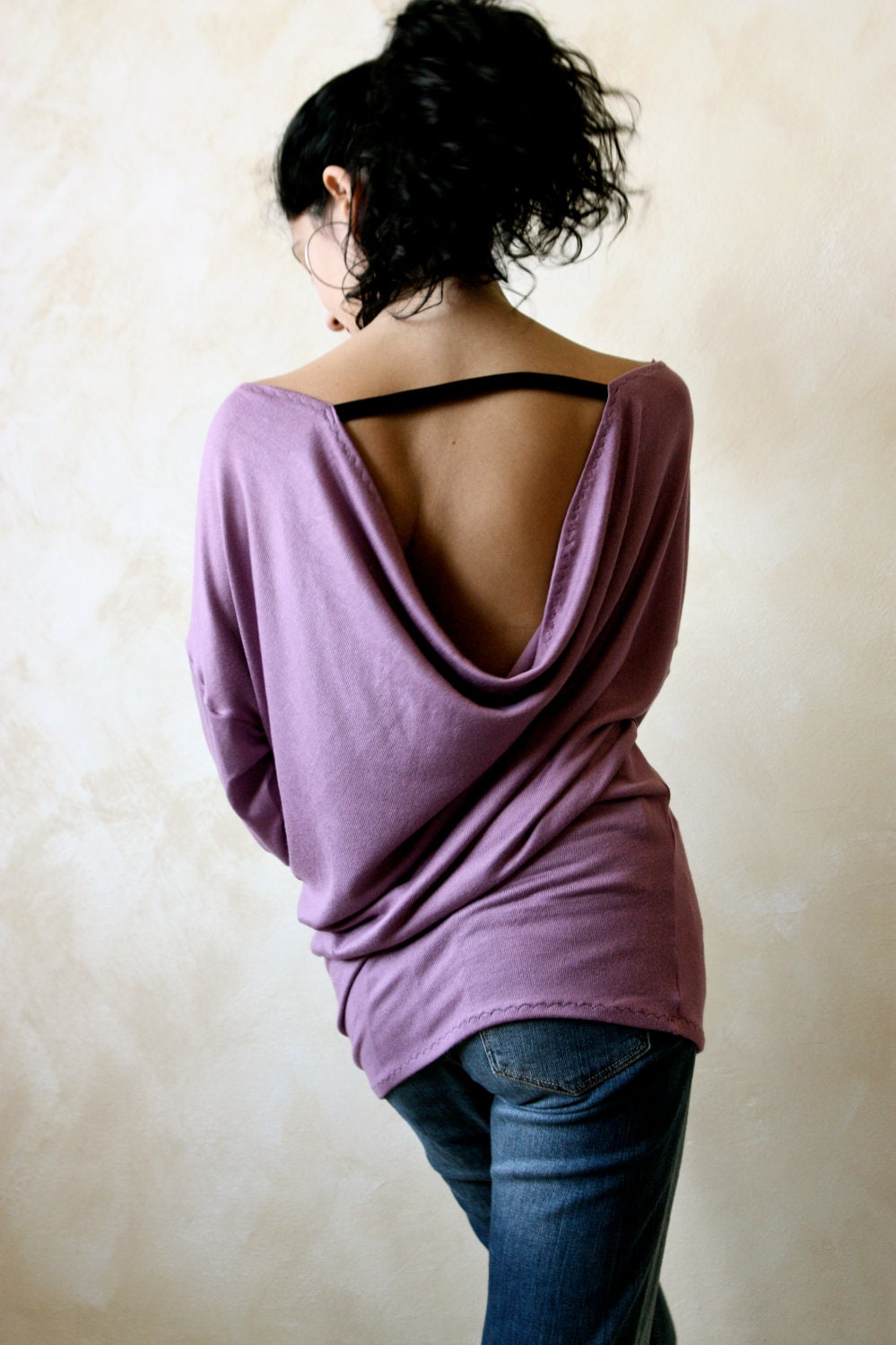 Women's sweater - draped open back sweatshirt