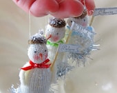 Trio of Tiny Snowmen Ornaments
