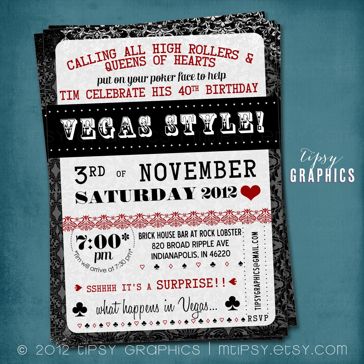 Poker Face. Surprise Poker Party or Shower Invitation by Tipsy Graphics. Lucky in Love Il_170x135
