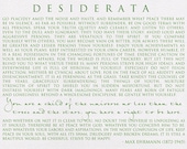 DESIDERATA Contemporary Word Art Prints - 11x14 - Motivational - NEW White with Forest Green or Sienna Brown