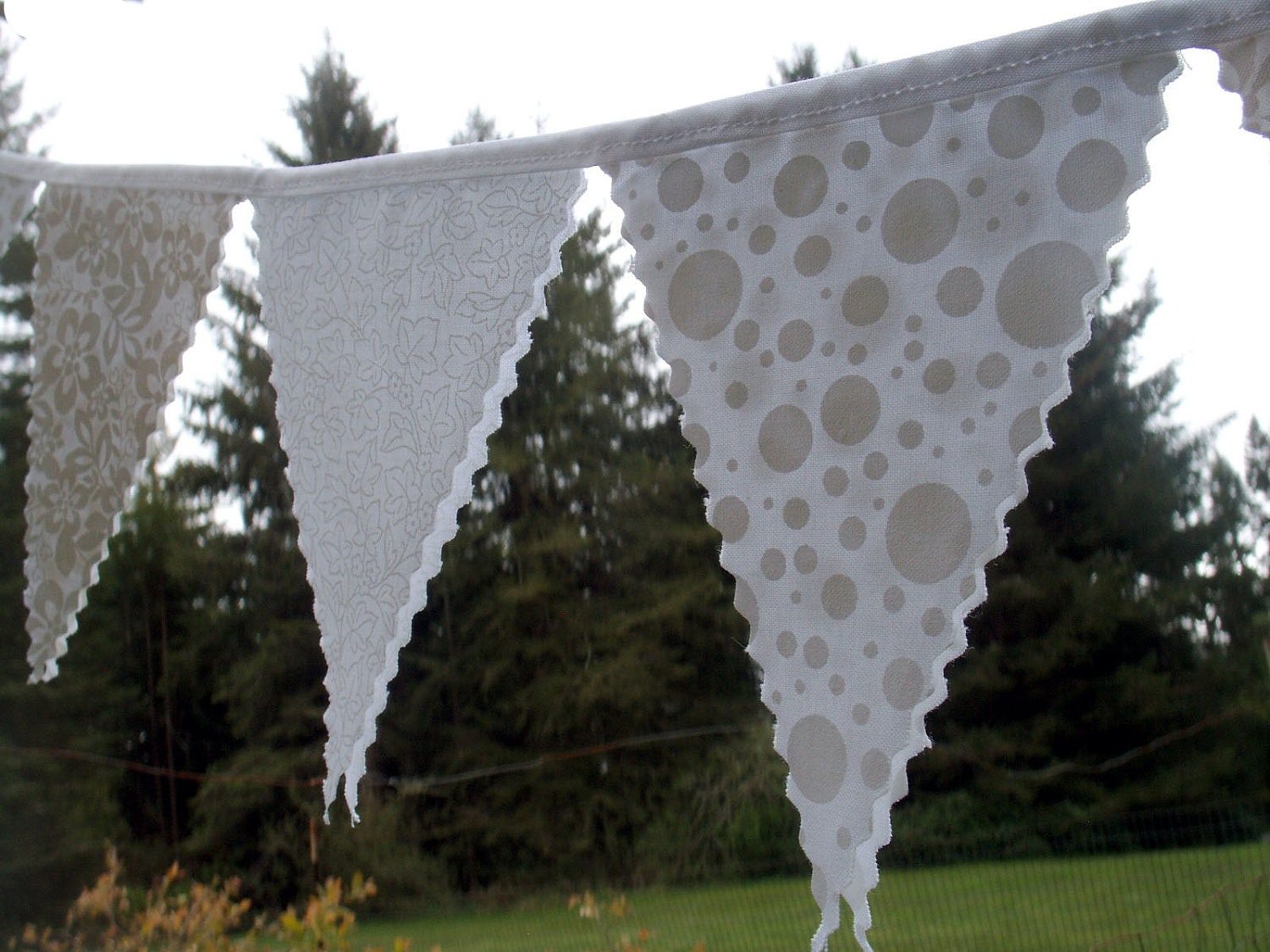 Simply Pretty White Wedding Bunting Flag Set- 2 strands