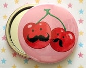 Mustache Cherries pocket mirror