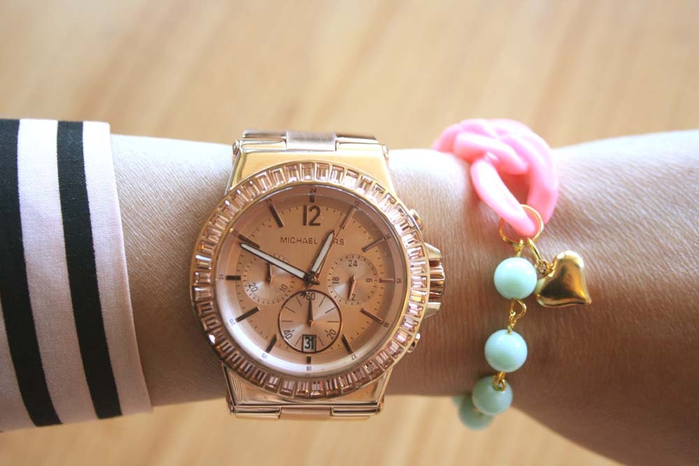 Candy Arm party Mint with pink chain links bracelet