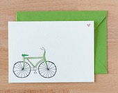 green bicycle blank note card