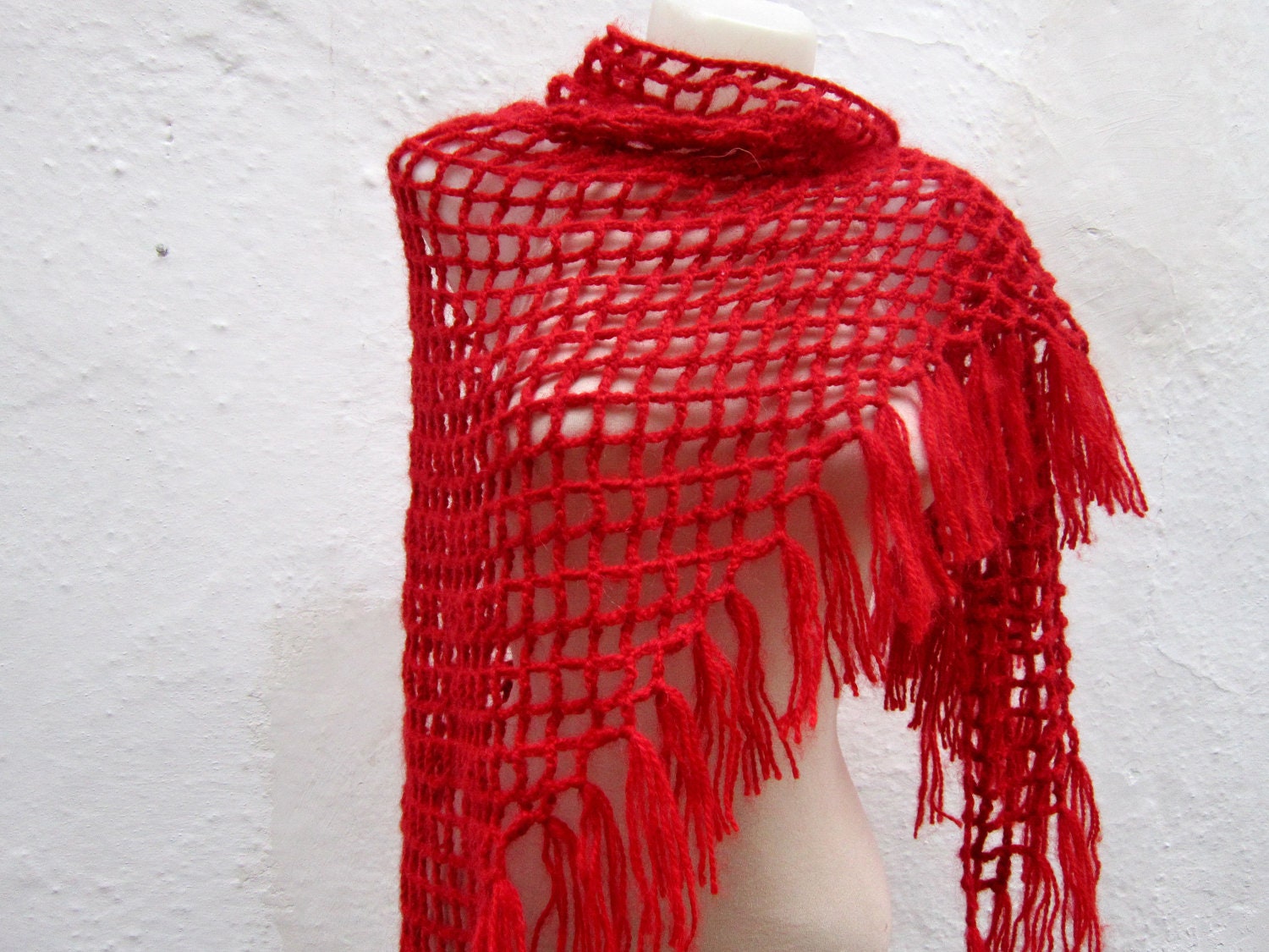 Cowl-Shawl-Scarf-Shawl Triangle Holiday Accessories Spring Celebrations Red