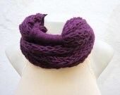 infinity scarf Finger Knitting Scarf purple   Necklace scarf   Winter Accessories-chain loop scarf