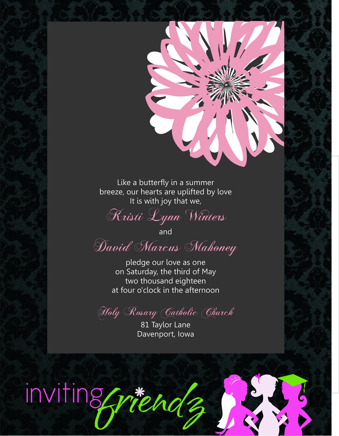 Summer Flower Printable Wedding Invitation with Response