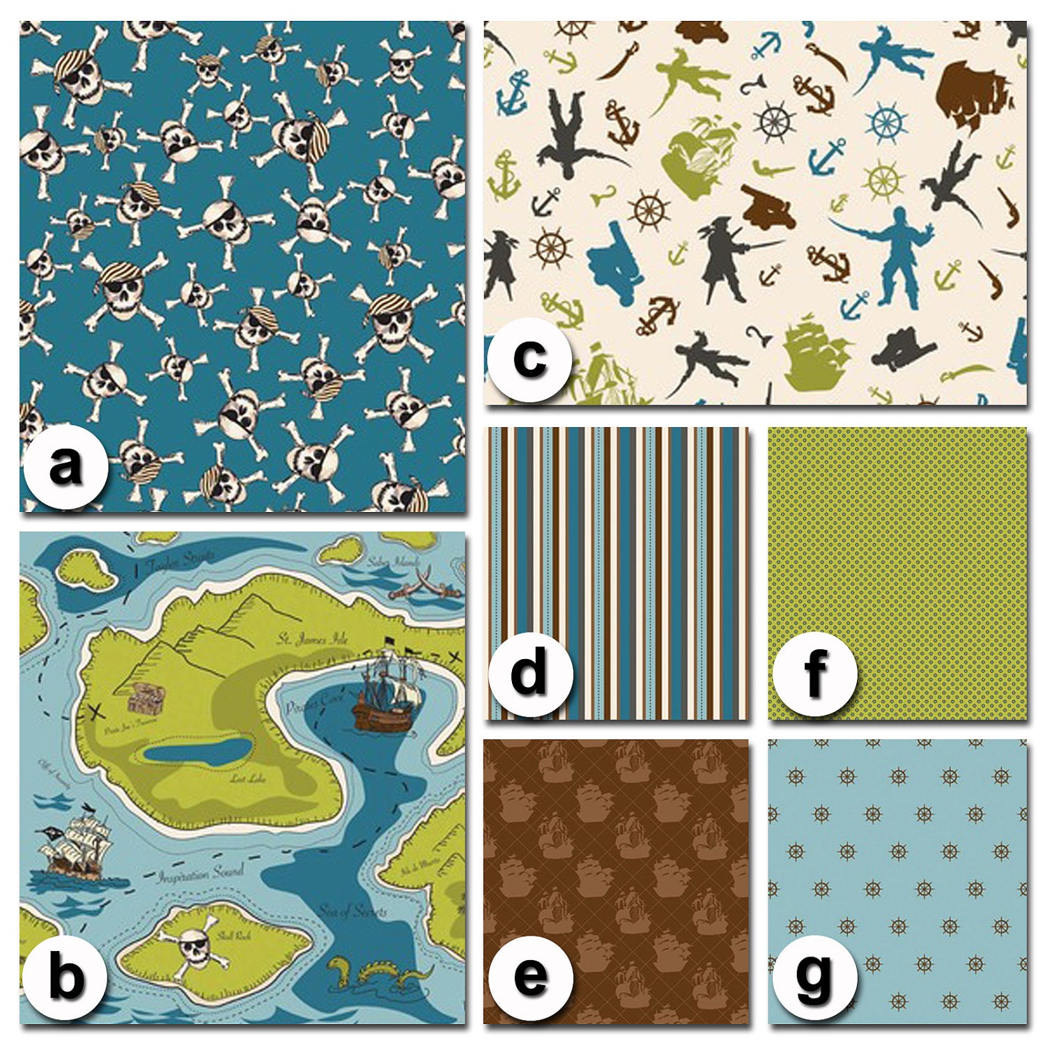 Custom Crib Bedding You Design-Bumper and Bedskirt PIrates in Brown