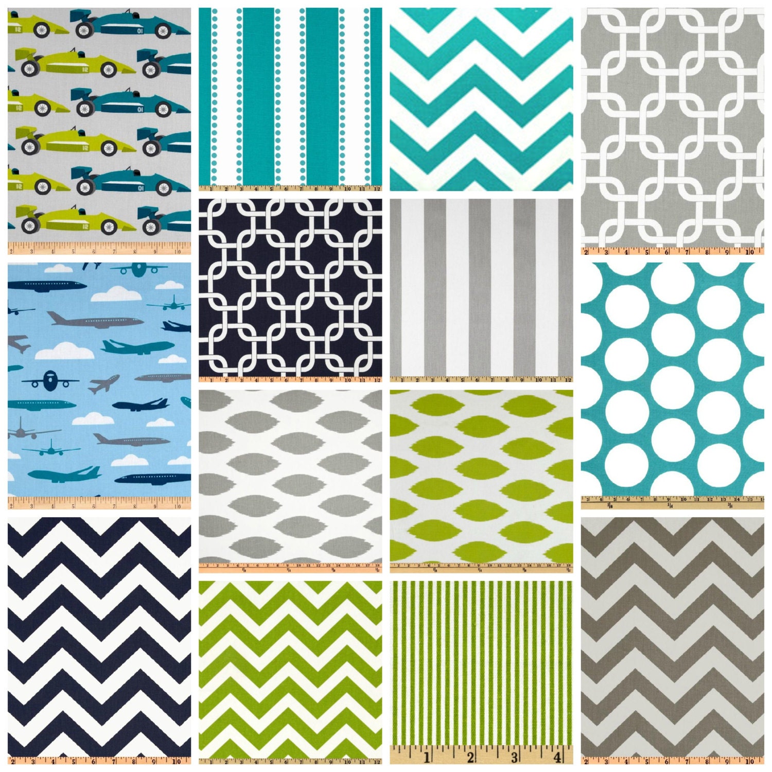 Custom Crib Bedding You Design   Bumper and Bedskirt     Boys Toys green,gray and blue