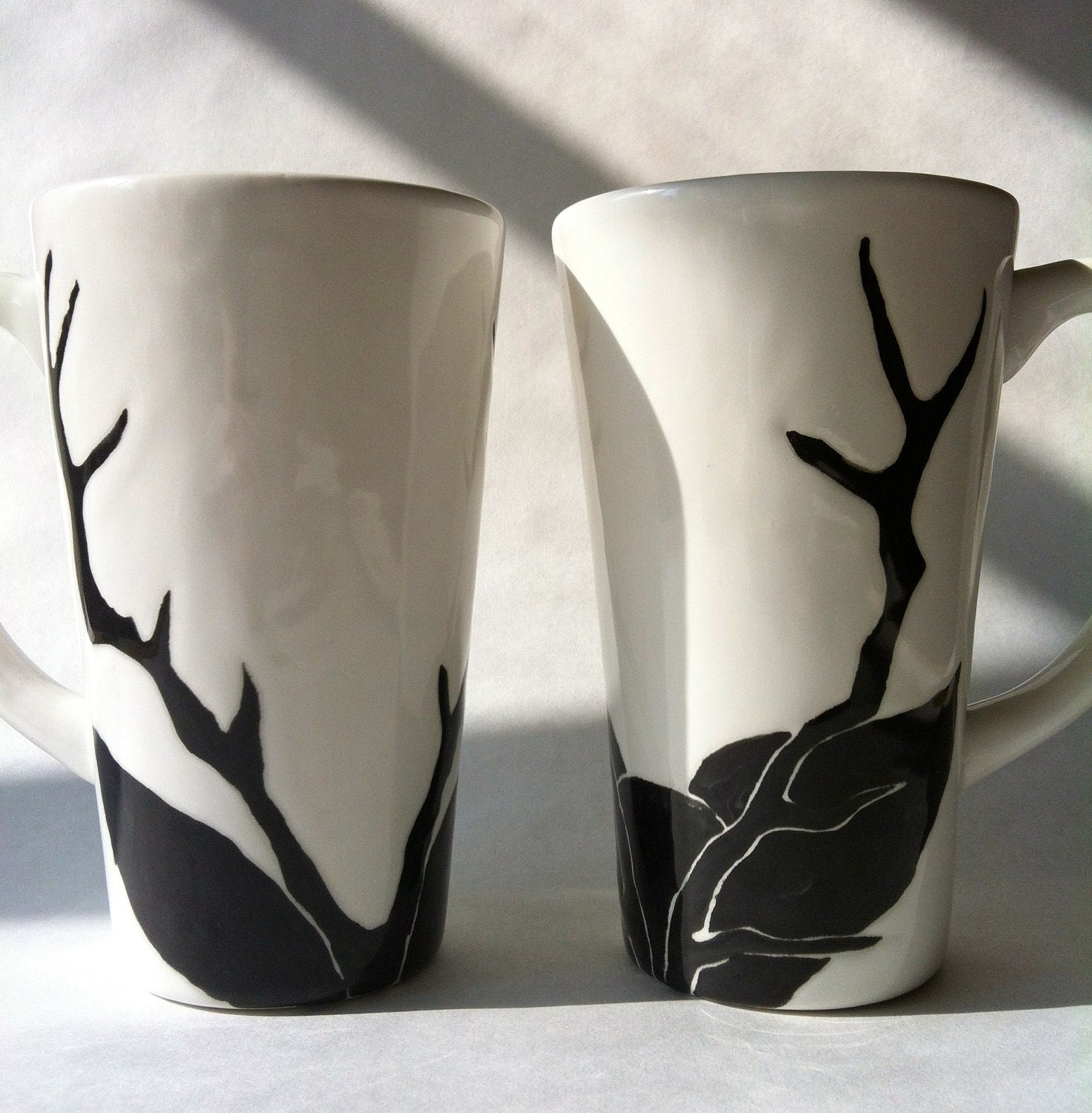 Oh deer, Marled charcoal grey Deer antler tall ceramic coffee cups, mugs by Jessica Howard Ceramics
