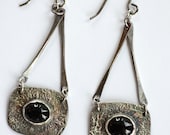 Sterling Silver Iolite Earrings Handmade Reticulated silver