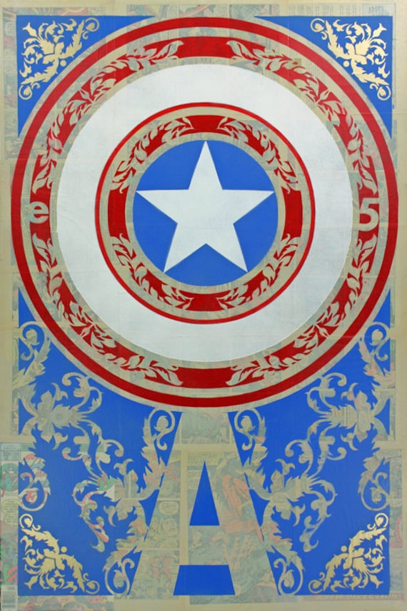 Stenciled Print of Captain America's Shield