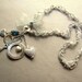 Silvery Grey Silk Ribbon and Silver Chain  Necklace with Charms