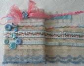VINTAGE LACE TRIM, Blue, White And Pink ,Floral Trim, 9 Yards, Five Inch Crochet Lace, Embellishments, Fabulous.