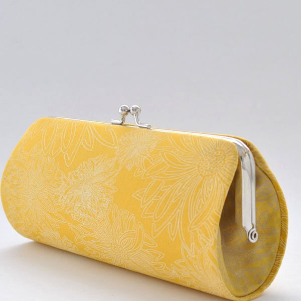 Floral Elements in Custard..Small Clutch Purse