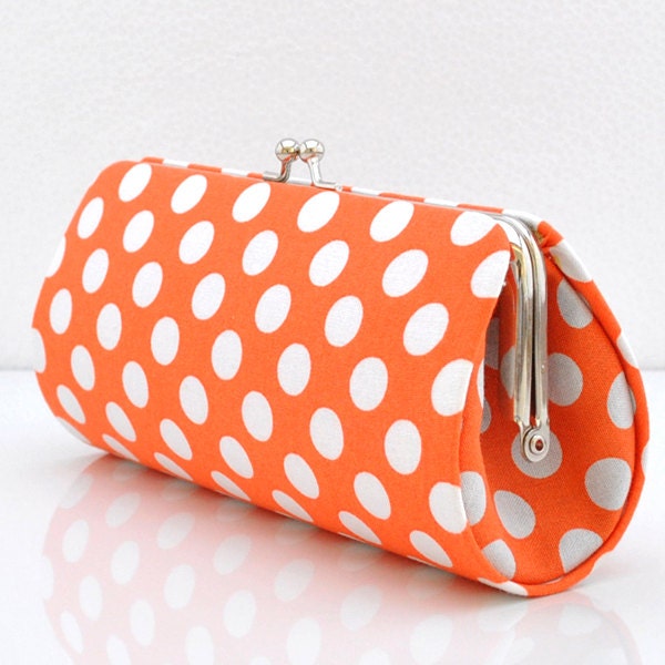 Ta Dot in Tangerine..Small Clutch Purse