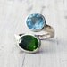 Sky Blue Topaz Grass Green Peridot Ring, Sterling Silver Twist Ring, Blue and Green Jewelry, Statement Ring, Spring 2013, Timeless Design