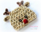 Crochet Hat PATTERN - Soft and Sweet Reindeer Hat - Preemie, Baby, Toddler, Child, Adult - Winter Christmas Rudolph Beanie