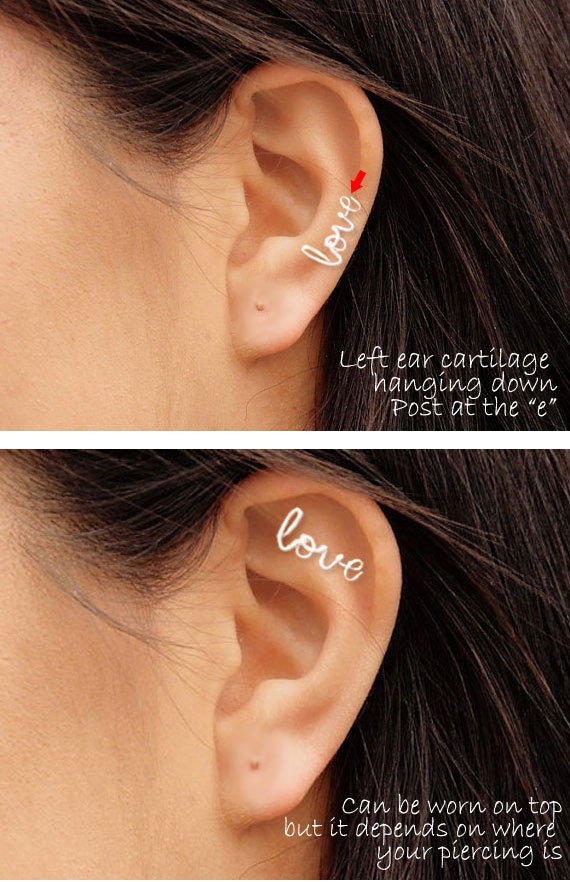 Love Earring, Sterling Silver or Gold Filled