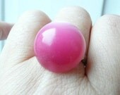 Fruit des bois cocktail ring - adjustable - fuchsia pink moonglow beautiful domed ring - eco friendly repurposed vintage