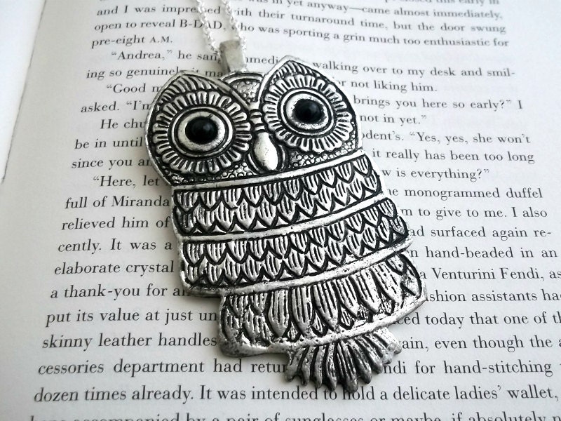 Owl Necklace - Antiqued Silver - Wise Bird